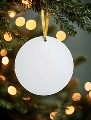 Christmas blank round ornament. Mock up of Christmas round sign, ornament.