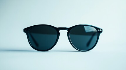 Black sunglasses on a white background.