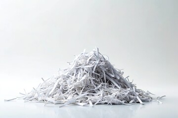 Wall Mural - minimalist pile of shredded paper on white background