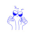 © venimo - Vector simple minimal linear style illustration with cartoon hands holding wine glasses, celebration and party vibe, invitation design element, banner, template