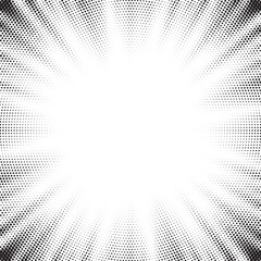 Aufkleber - Halftone texture dot radial background, cartoon comic retro pop art dot border, halftone shadow