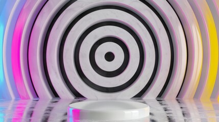 Wall Mural - empty pedestal with concentric background