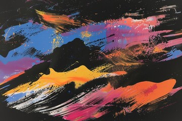 Poster - Silkscreen of a lighting art backgrounds textured.