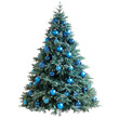 © MUHAMMAD - Festive Christmas Tree Decorated with Blue Ornaments for Holiday Celebrations