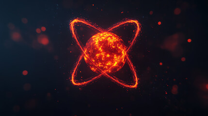 Atomic symbol glowing in a dark background