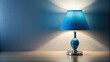 © anu - lamp with blue shade on table and lamp from high angle view