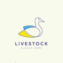 Wall Mural - duck line logo design duck farm vector