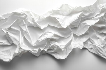Wall Mural - crumpled white paper texture with folds and shadows in abstract arrangement generative ai
