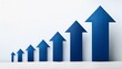 © l1gend - A series of blue upward arrows on a white background, representing the concept of growth or success