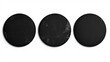 © Furkan - Set of three round art posters with blank old vintage black scratched torn poster isolated white background.