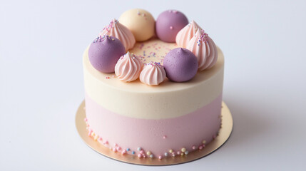 vanilla ice cream with chocolate, birthday cake, pastel-colored cake designed for a birthday celebration