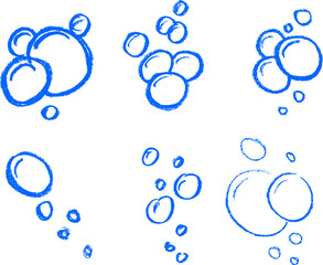 Wall Mural - water soap bubble crayon chalk drawing icon vector set