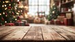 © Anna - empty wooden table with Santa's workshop on background