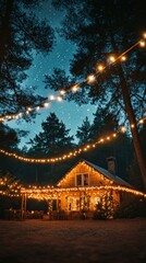 Poster - Starry Night, Christmas lights