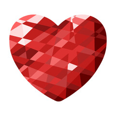 Trendy Low Poly Red Heart isolated white background. Template design red Heart for Valentine's day concept. Romantic Geometric shape. Vector Low Poly art. EPS 10