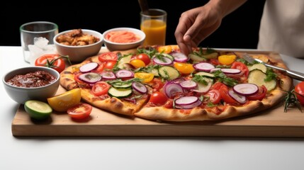 Canvas Print - chef preparing pizza HD 8K wallpaper Stock Photographic Image  