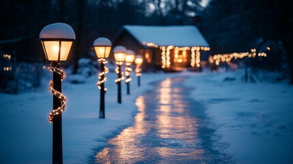 Canvas Print - Enchanting Pathway, Christmas lights