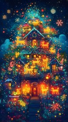 Wall Mural - Festival of Lights, Christmas lights