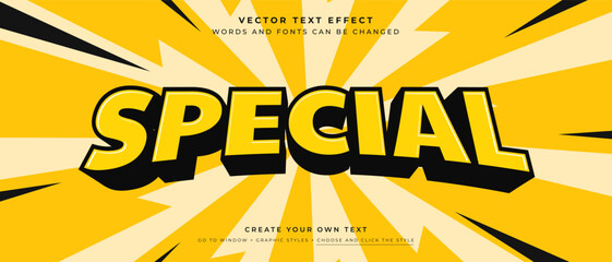 Wall Mural - special text effect on yellow abstract background with star burst, vector graphic style