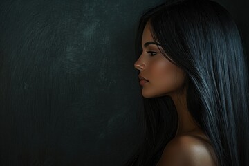 Elegant Profile Portrait of a Woman with Long Hair