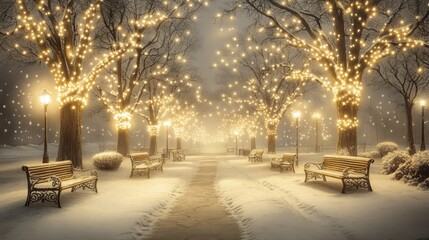 Canvas Print - Winter's Glow, Christmas lights