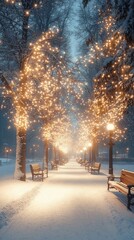 Canvas Print - Winter's Glow, Christmas lights