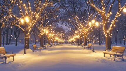 Canvas Print - Winter's Glow, Christmas lights