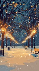 Canvas Print - Winter's Glow, Christmas lights