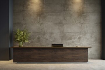 Canvas Print - Empty wall mockup of reception electronics furniture hardware.