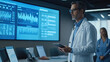 © Suphawan - A medical CEO presenting healthcare growth plans to investors, with focus on financial reports and healthcare trends displayed in a modern office setting.