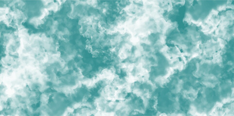 Poster - Abstract mint blue sky watercolor background. Cloudy mint sky with light blue watercolor clouds and smoke. Grungy, elegant vintage grunge background texture.