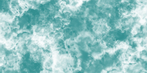 Poster - Abstract mint blue sky watercolor background. Cloudy mint sky with light blue watercolor clouds and smoke. Grungy, elegant vintage grunge background texture.