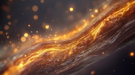 Wall Mural - Glowing Energy Waves with Floating Particles on Dark Background