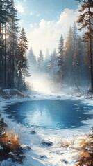 Wall Mural - Icy Wilderness, Frozen lakes