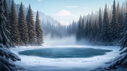 Wall Mural - Icy Wilderness, Frozen lakes