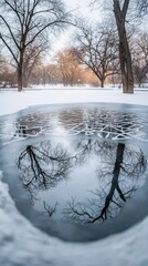 Sticker - Winter's Reflection, Frozen lakes