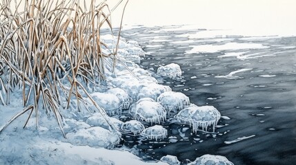 Wall Mural - Frozen in Time, Frozen lakes