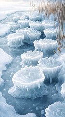 Wall Mural - Frozen in Time, Frozen lakes