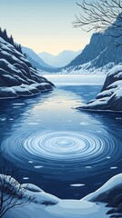 Wall Mural - Icy Serenity, Frozen lakes