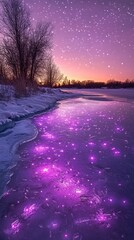 Wall Mural - Twilight Freeze, Frozen lakes