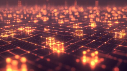 Poster - Futuristic Digital Network with Glowing Elements