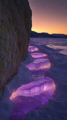 Wall Mural - Twilight Freeze, Frozen lakes