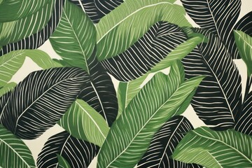 Sticker - Palm leafs nature pattern plant.