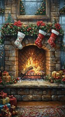 Poster - Evening Glow, Cozy fireplaces