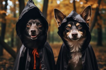 Wall Mural - Dogs cosplay halloween photography portrait mammal.