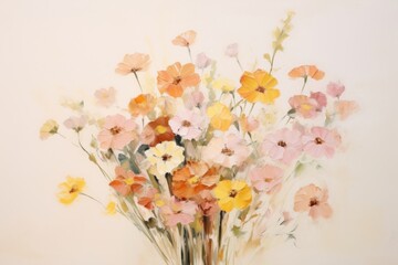 Canvas Print - Flower bouquet painting plant art.