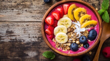 Fresh Fruit and Granola Bowl with Smoothie Base