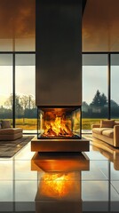 Canvas Print - Fireside Comfort, Cozy fireplaces