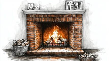 Sticker - Crackling Warmth, Cozy fireplaces