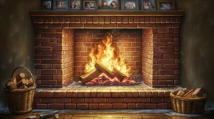 Canvas Print - Crackling Warmth, Cozy fireplaces